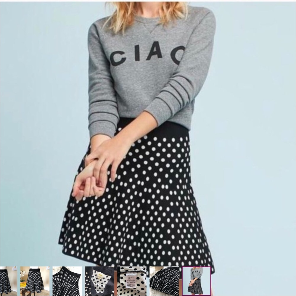 Anthropologie-MAEVE knit black and white polka dot skirt